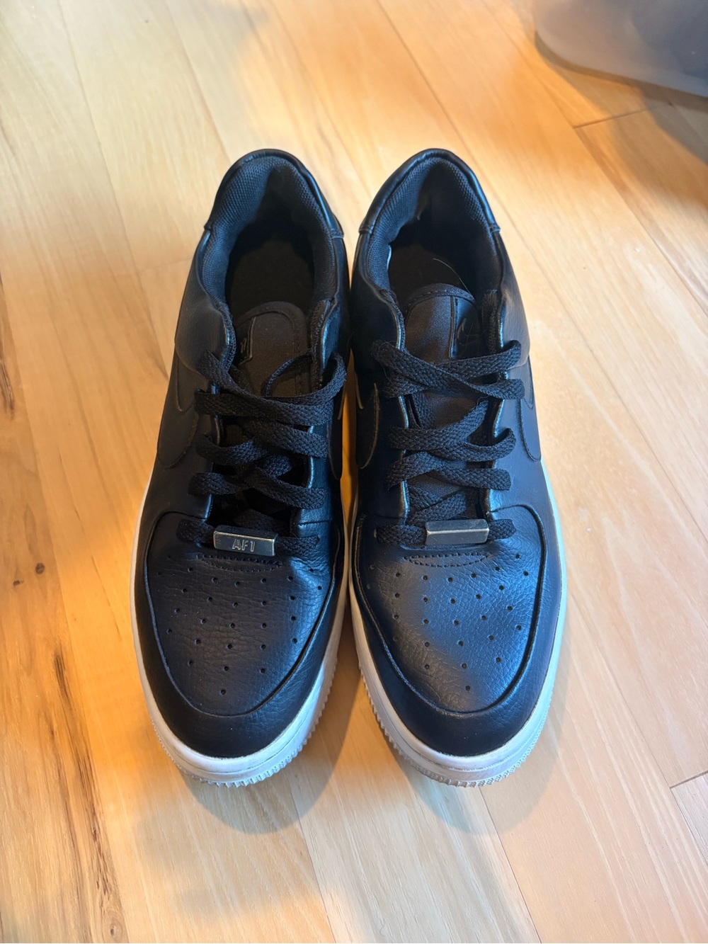 Nike Black Leather Sage Sneakers with White Sole